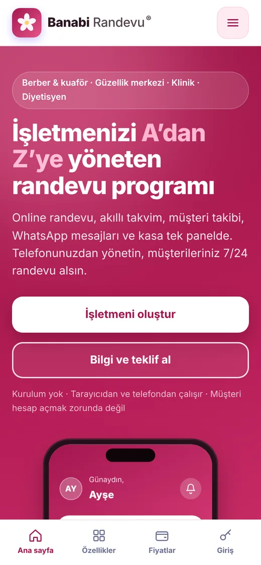Tanıtım sayfası, telefon